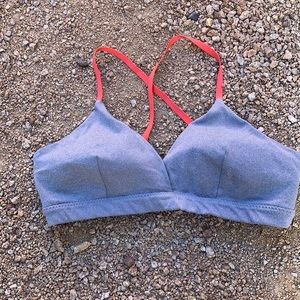 Athleta sports bra grey and orange size small